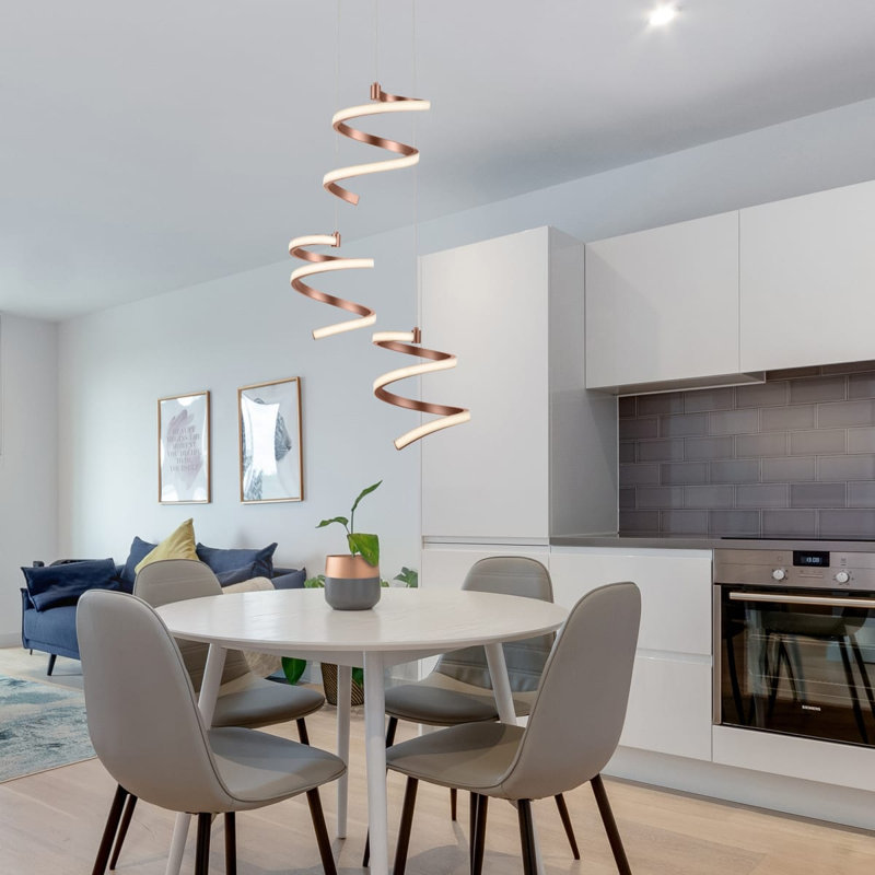 Nyah 3 Light Built-in, Integrated LED Modern Spiral Cluster Pendant Light - 38x38x127cm, 3 step dimming, 3,000K Neutral white