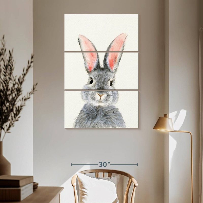 Brampt Fluffy Gray Bunny, 65" H x 42" W