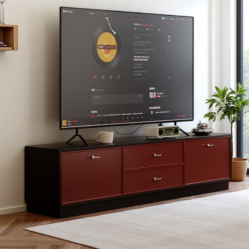 Meuble télé Latona , H 19,69 po x L 80,71 po x l 15,75 po, Noir / Rouge