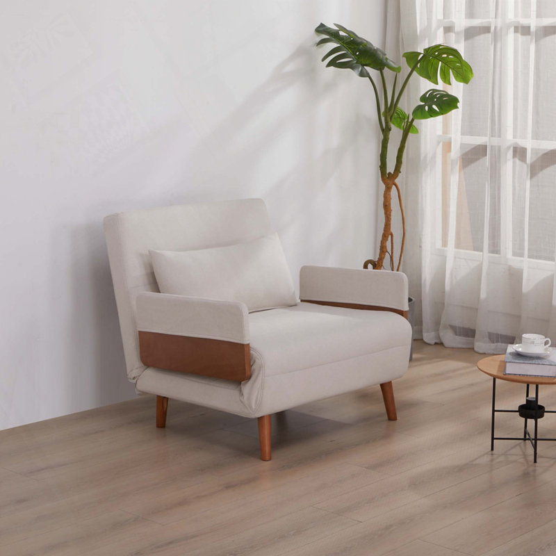 Chaise convertible en lin pliable, Beige