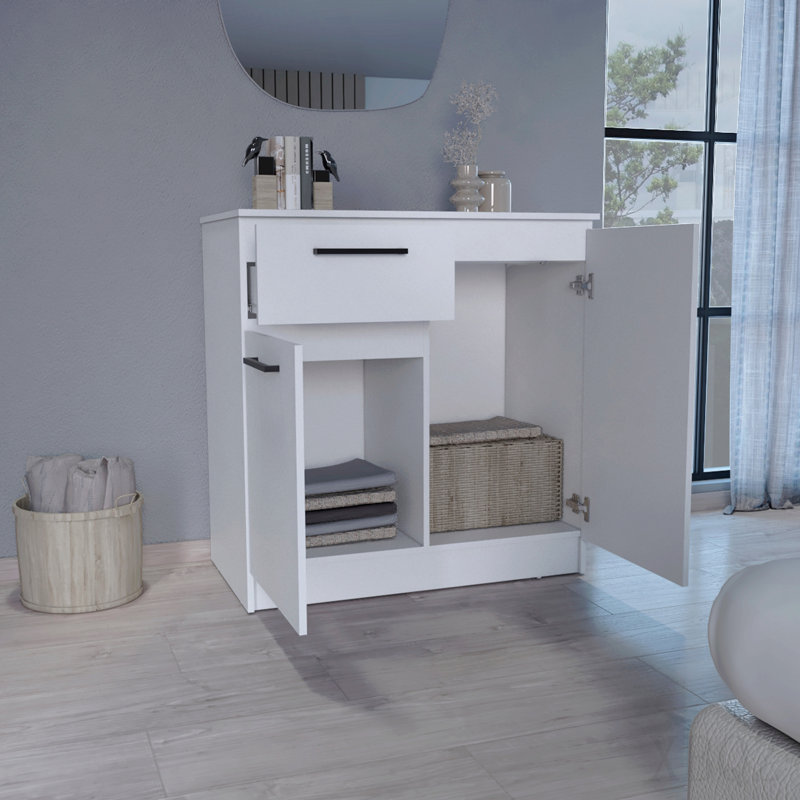 Commode avec armoires à 2 portes et tiroir - Blanc