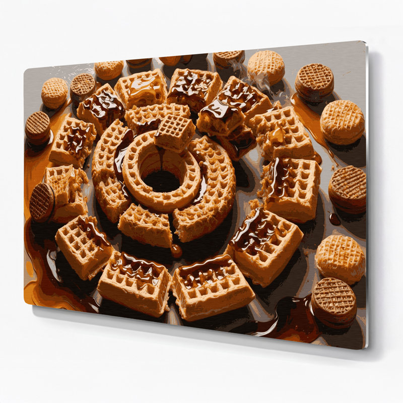 Desserts Stroopwafel, art mural en métal brun, H 11 po x l 14 po