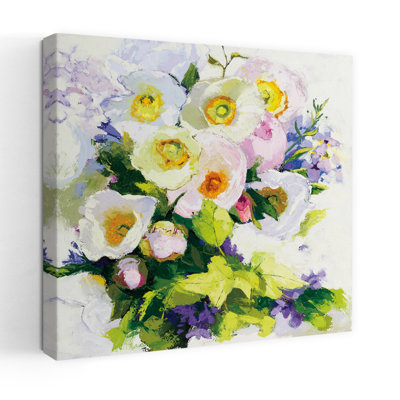 Art contemporain de coquelicots et pivoines