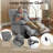 Manual Handle/Lever Recliner Chair with Sturdy Metal Support Frame, Extra Thick Padded Armrest & Built-in Phone Holder, Velvet Recliner for Living Room, Bedroom, Home Theater(set Of 2)-Gray-1395354981