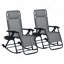 Ensemble de chaises berçantes d'extérieur 2 pièces, chaise berçante inclinable et inclinable pliable avec coussin, porte-gobelet et téléphone, conception combinée avec pieds pliants-1865934997