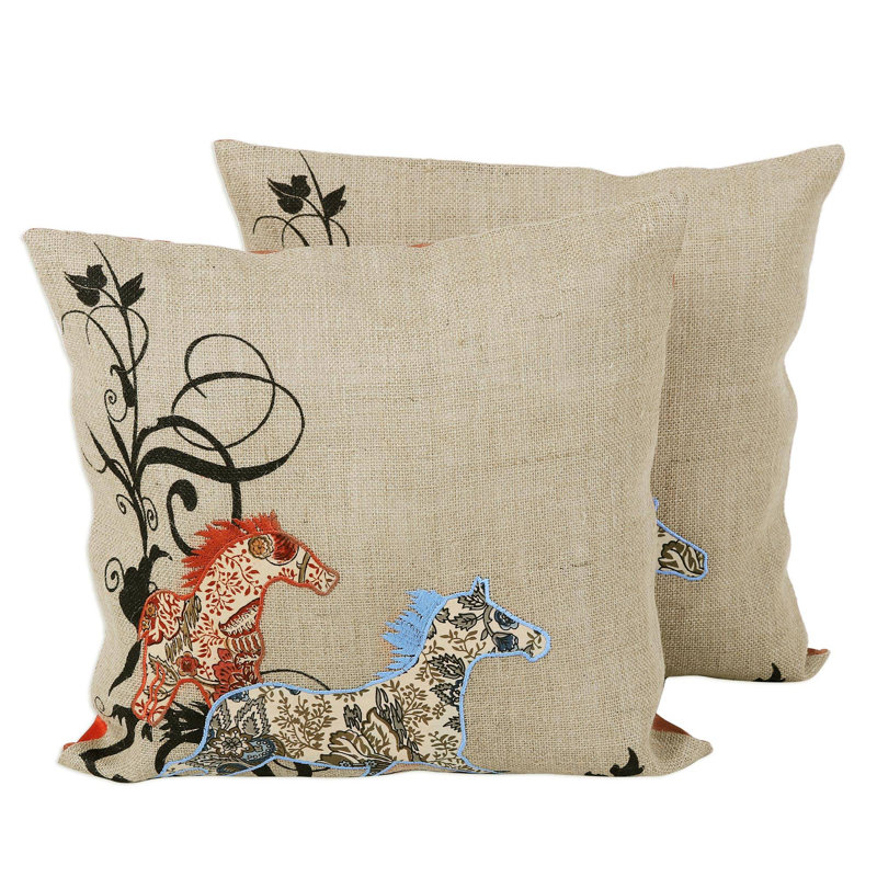 Appliqued Jute / Sisal Pillow Cover