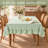 100% Linen Solid Tablecloth with Ruffle Edge-423179690