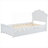 Bedroom and Guest Room Use Twin Size Platform Bed With Pull-Out Trundle, Solid Wood Construction, White Finish