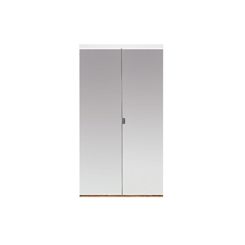 Porte pliante en miroir avec trousse de quincaillerie d'installation, 24 po x 80 po, blanc, Poli