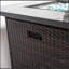 Table de foyer au gaz propane 30 po, foyer carré carré de 50 000 BTU, plateau de table en carrelage avec une belle base en osier pour la terrasse extérieure du jardin - brun