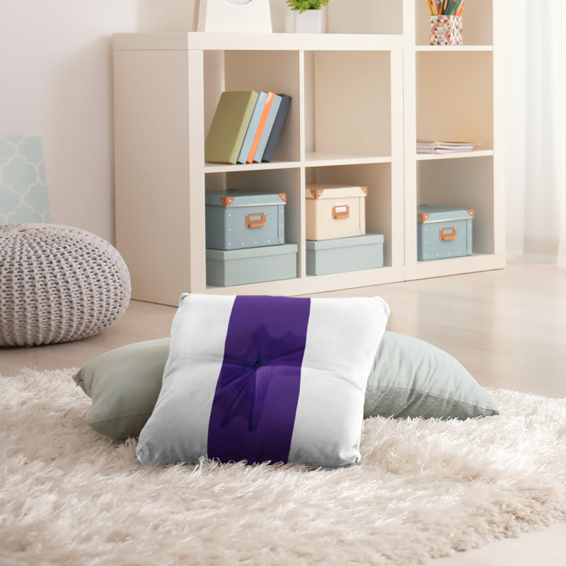  Coussin de sol touffeté, 26 po x 26 po, Blanc / Mauve