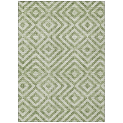Tapis extérieur lavable à motif géométrique vert et beige 10 pi x 14 pi