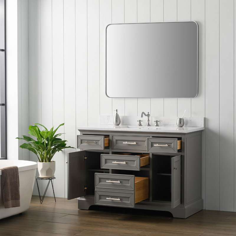Ensemble de meuble-lavabo simple 48 po Currahee, Gris / Nickel brossé