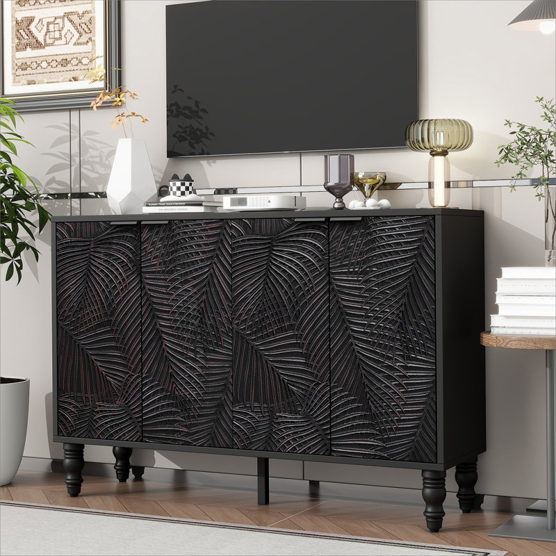 Tableau de bord moderne avec rangement spacieux et design élégant pour le salon, Noir