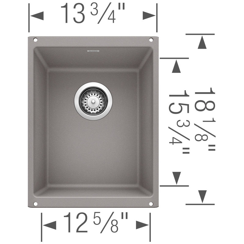 Precis SILGRANIT 13" Undermount Bar Sink, Metallic Gray