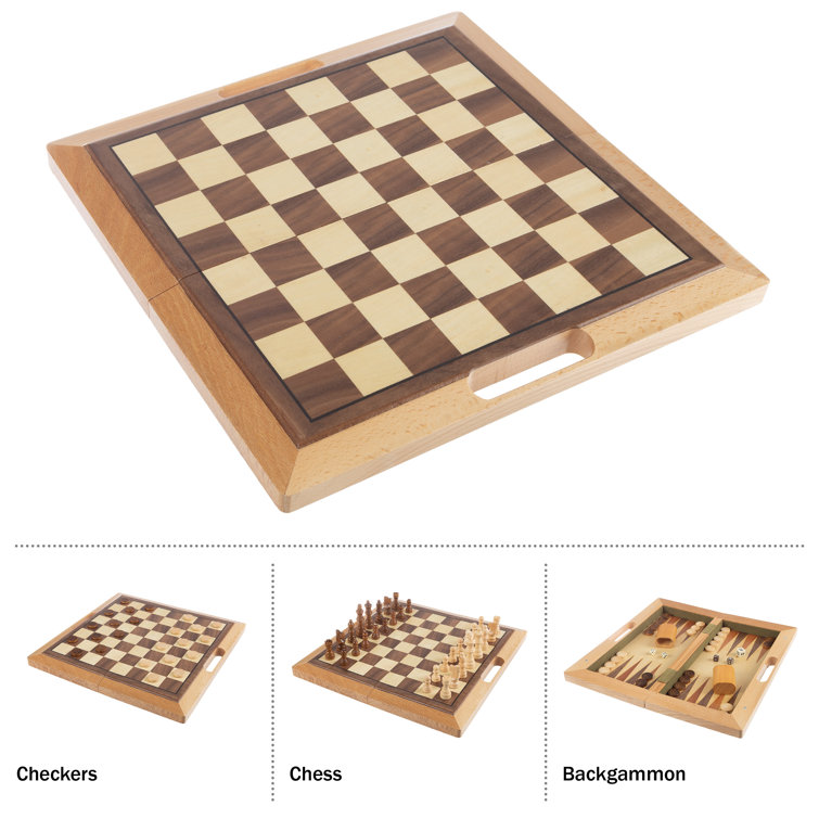  Chess Checkers Backgammon 3-in-1 Board Games Sets