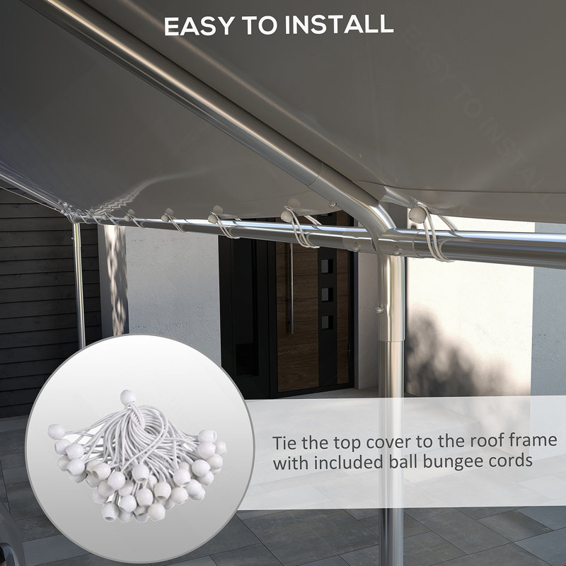 Couvre-abri de toit facile à installer et résistant aux rayons UV avec cordons élastiques, Blanc