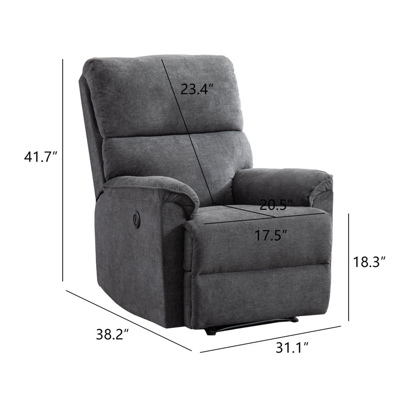 Bardia 31" Wide Minimalist Power Recliner Chair Brown
