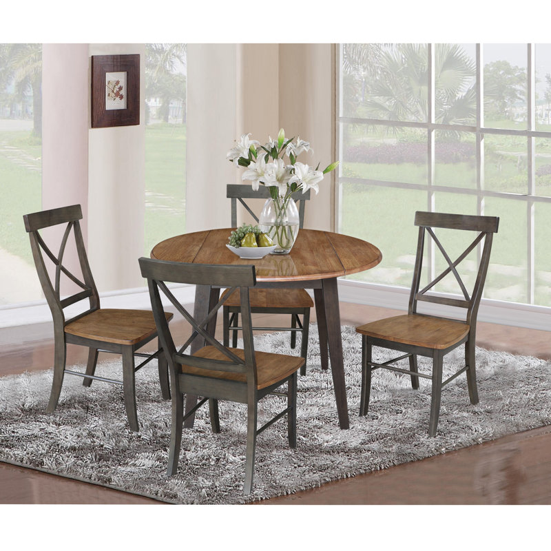 Ensemble de salle à manger Kaylam, Hickory / charbon délavé, 5 pièces: table, 4 chaises