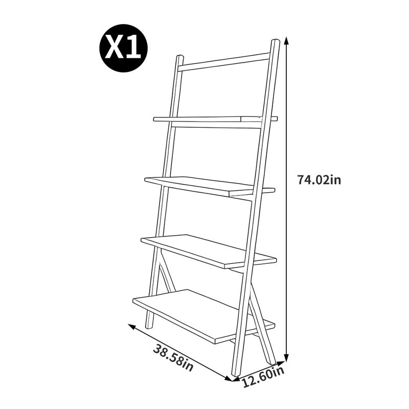 Bibliothèque ouverte Italian Style, Brun / Gris, (4 tablettes) H 74,02 po x l 38,58 po x P 12,6 po