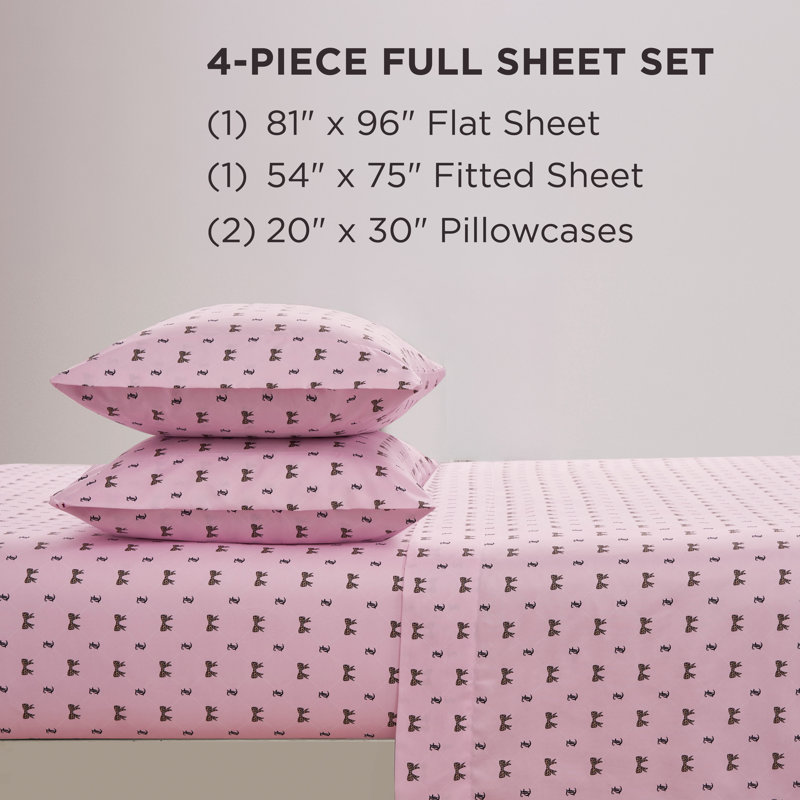 Juicy Couture Printed Microfiber Sheet Set, Full / Double, Cheetah Bow Diamond Logo