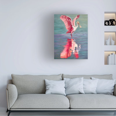 Wrapped Canvas Wall Art - Barbara Fallenbaum 'Roseate Spoonbill Mating Ritual' Wall Art for Living Room, Bedroom, or Office Décor  - 24x32