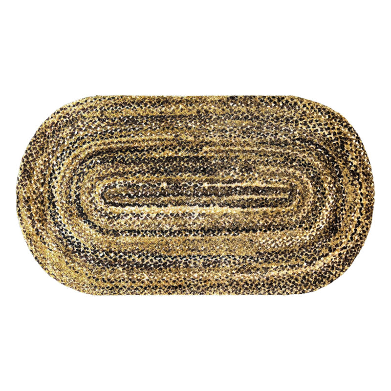 Tapis ovale lavable Lancaster, Brun clair; vert, L 20 po x L 35 po