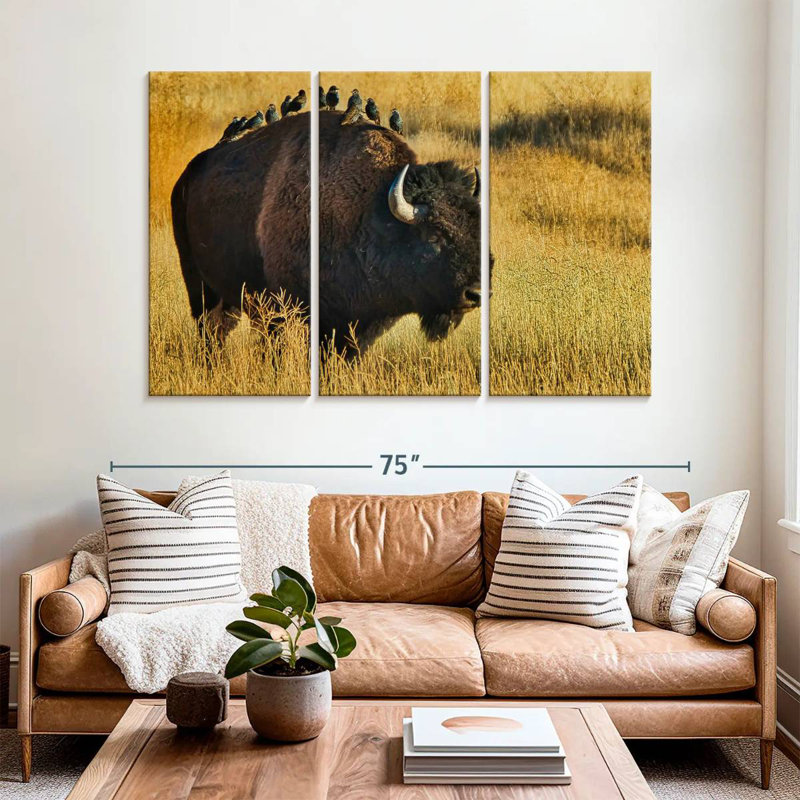 Brampt Birds On Bison, 42" H x 65" W