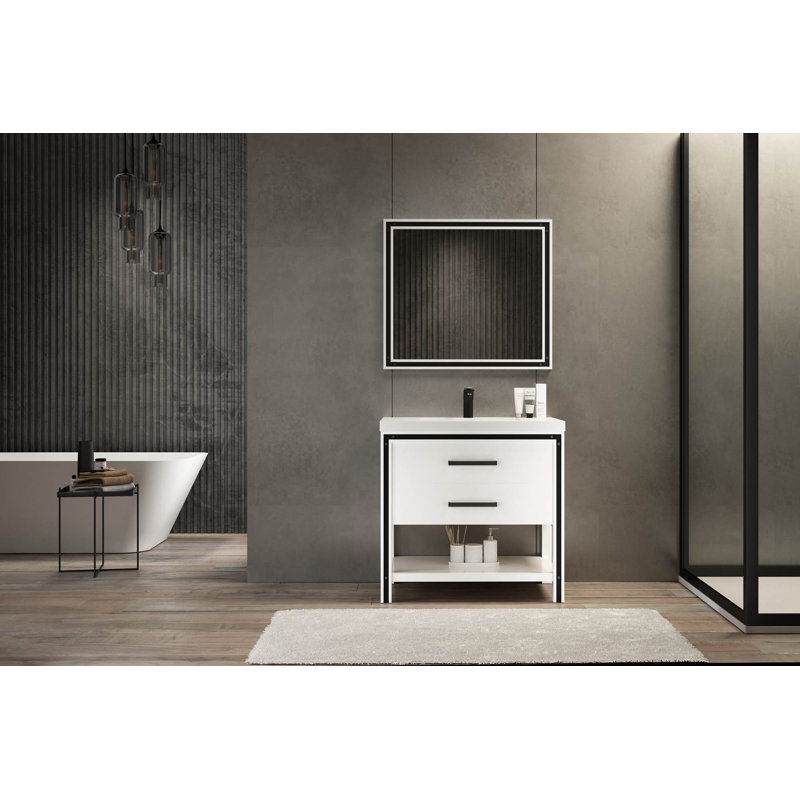Kaetzel 37'' Single Bathroom Vanity with Resin Top, White