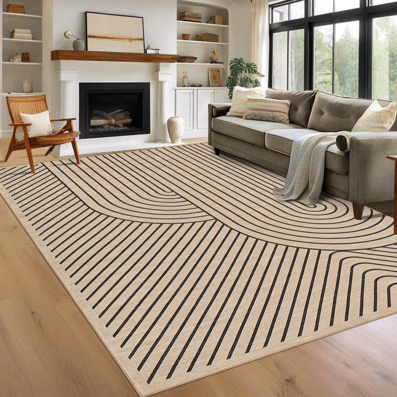 Area Rugs for Living Room, Soft Bedroom Rugs, Geometric Print Non-Slip Modern Rug, Stain Resistant Carpets for Office Nursery Dining Room