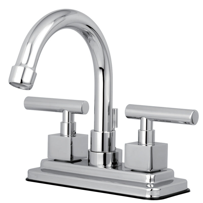 Kingston Brass Claremont Two-Handle 3-Hole Deck Mount 4" Centerset Bathroom Faucet with Brass Pop-Up, Polished Chrome