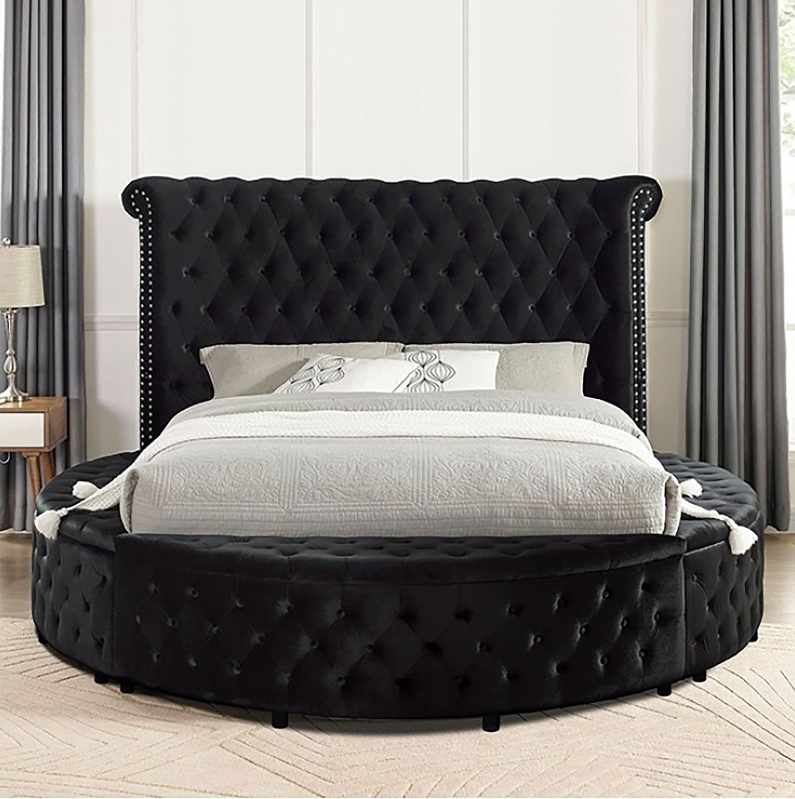 House of Hampton® Très grand lit rond avec rangement House of Hampton®  Elizabeth et Commentaires - Wayfair Canada