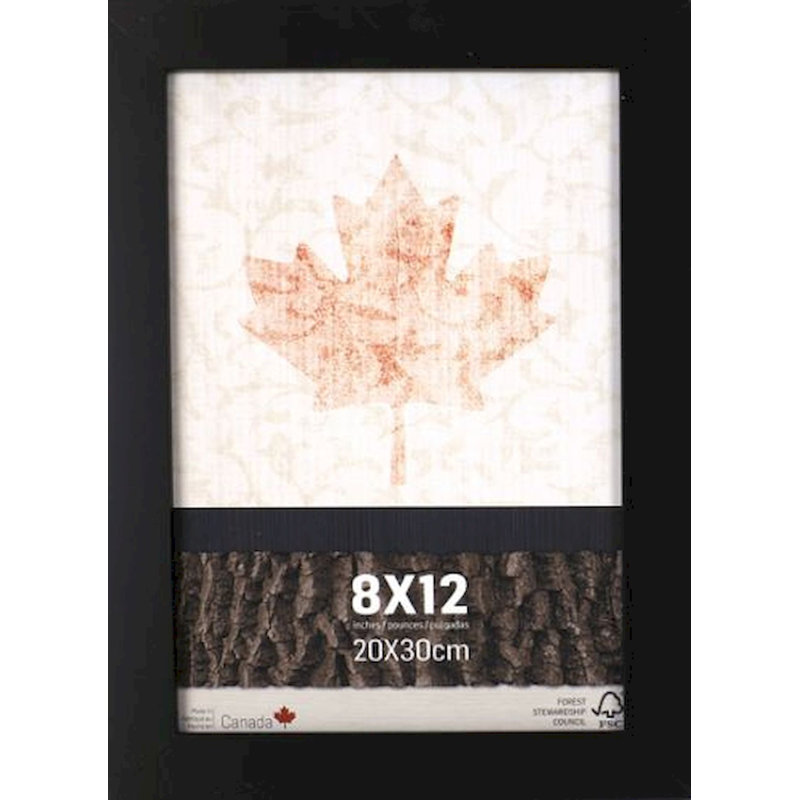 Cadre photo simple en bois biseauté, Noir, 8 po x 12 po