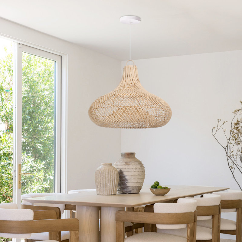 Luminaire suspendu en rotin tissé à la main pour salle à manger