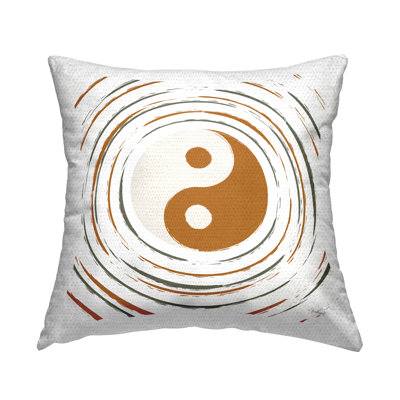 Spiritual Yin Yang Symbol Shape Outdoor Printed Pillow by Martina Pavlova