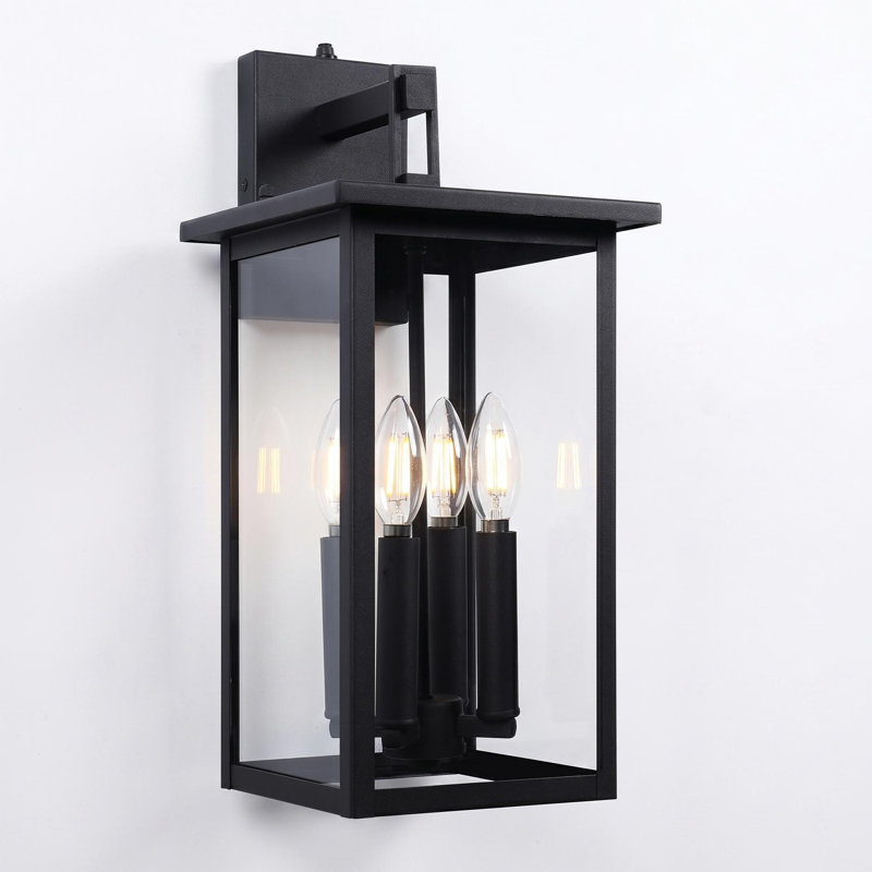  Heracles 4-Light 17.3'' H Outdoor Iron Wall Lantern with Dusk to Dawn Sensor