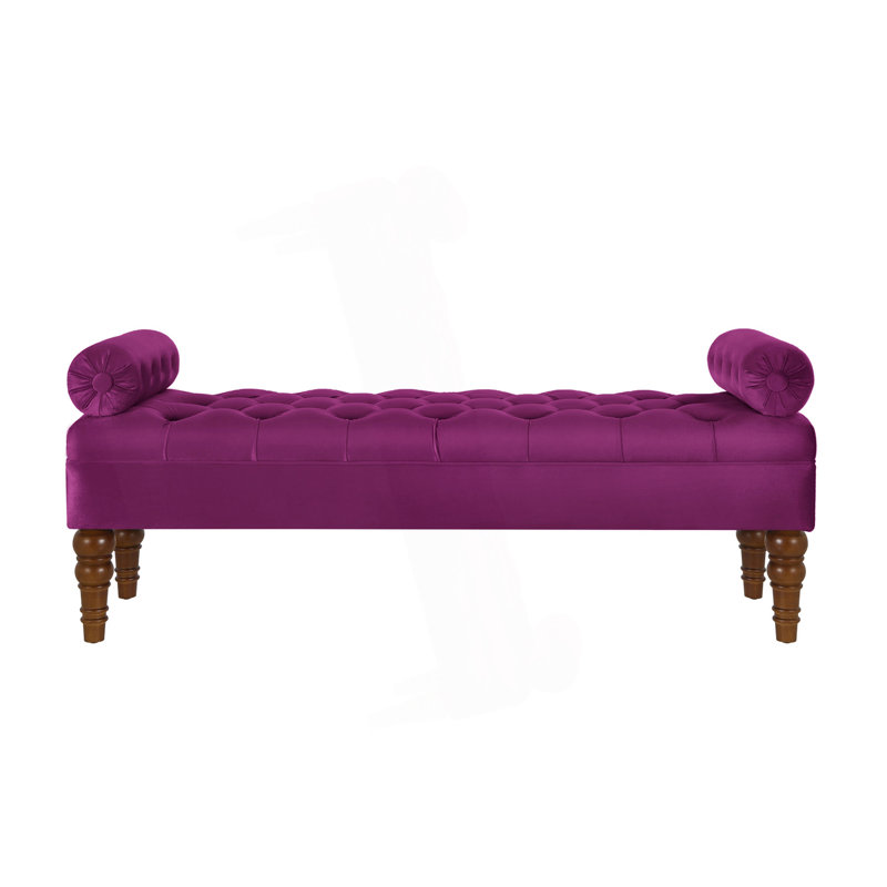 51.48" W Tufted Upholstered Bench, Violet