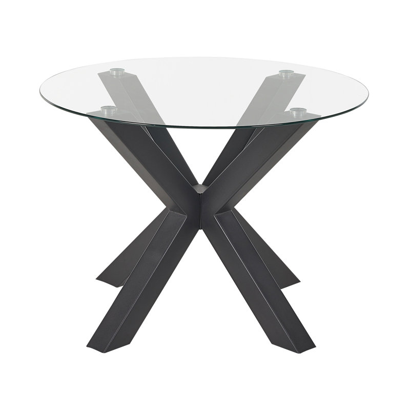 Ridgeley Round Glass Top Metal Base Dining Table