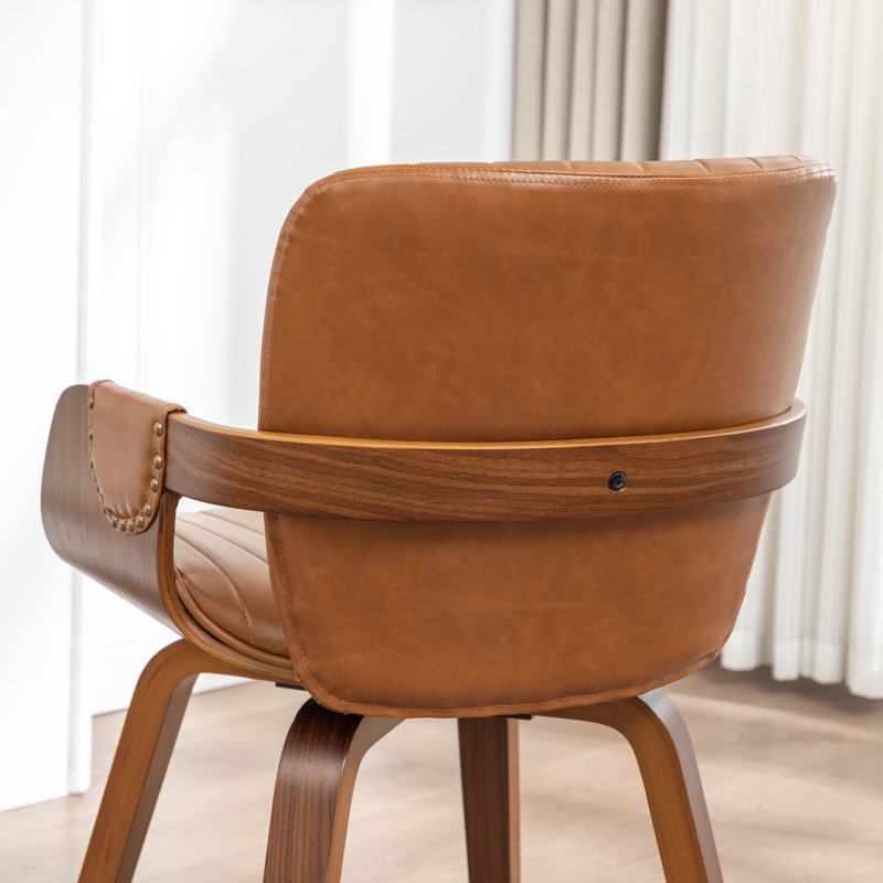 Fauteuil pivotant rembourré en similicuir Dundrod, Brun