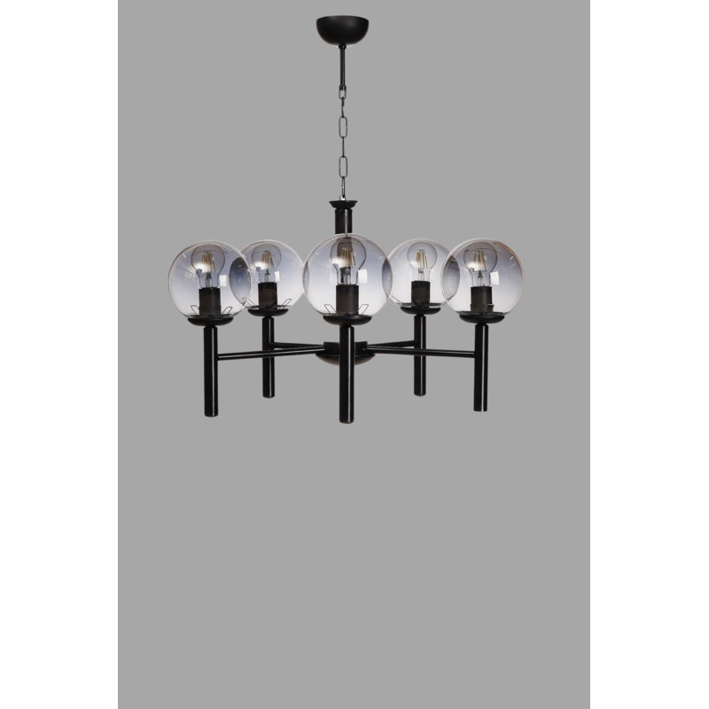 Lustre, 5 lumières, Gris / Noir, H 29,48 po x l 5,9 po x P 5,9 po