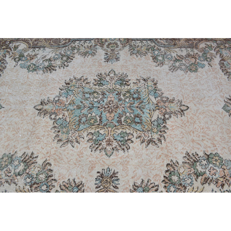 Large Vintage Anatolian Turkish Rug in Cool Blue for Living Room and Bedroom Decor