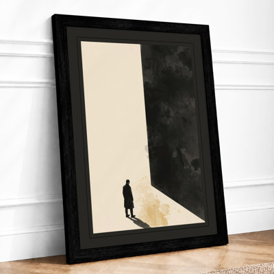 Figure Against Monumental Form Industrial - Framed Print