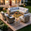 Ensemble de mobilier d'extérieur 10 pièces, chaises pivotantes en osier avec coussins rembourrés épais, canapé modulaire, table basse et table d'appoint pour le jardin, la cour et le patio