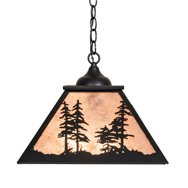 Greenbriar Oak 1 - Light Pendant, Silver Mica, Textured Black, 44" H x 22" W x 22" D