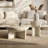 Modern Faux Marble Round Coffee Table with Sculptural Base - 15.4" W