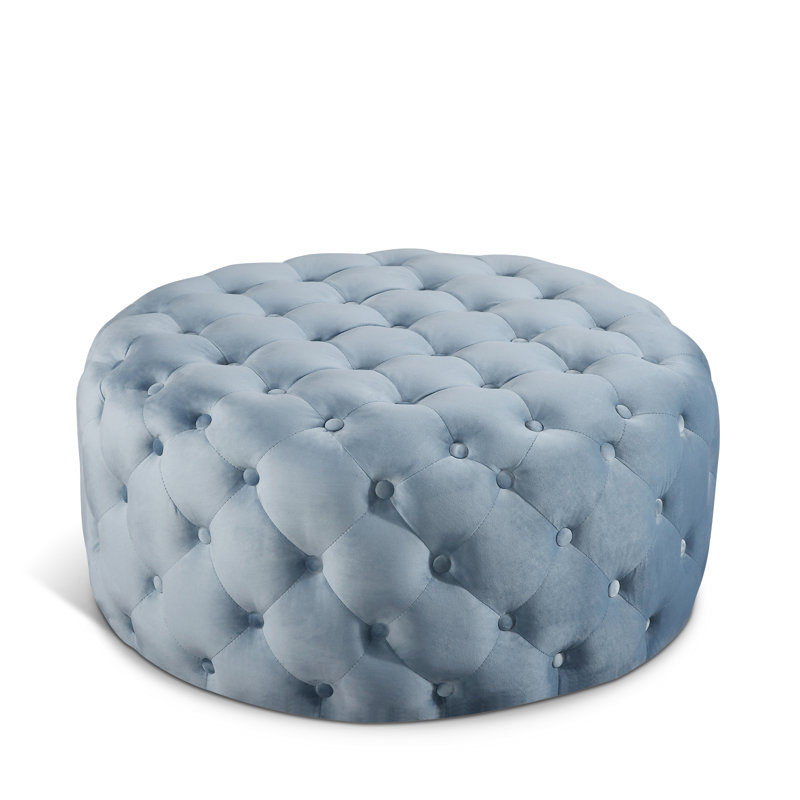 Repose-pieds rond 36 po Plattsburgh, Velours bleu ciel