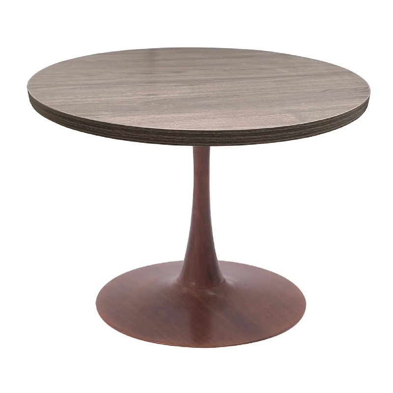 Table de salle à manger ronde de 36 po avec plateau en panneau de fibres à densité moyenne et base en bois pour piédestal