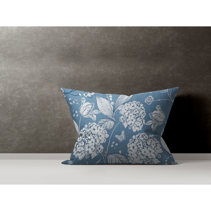 Housse et insert de coussin en coton Lya, Bleu