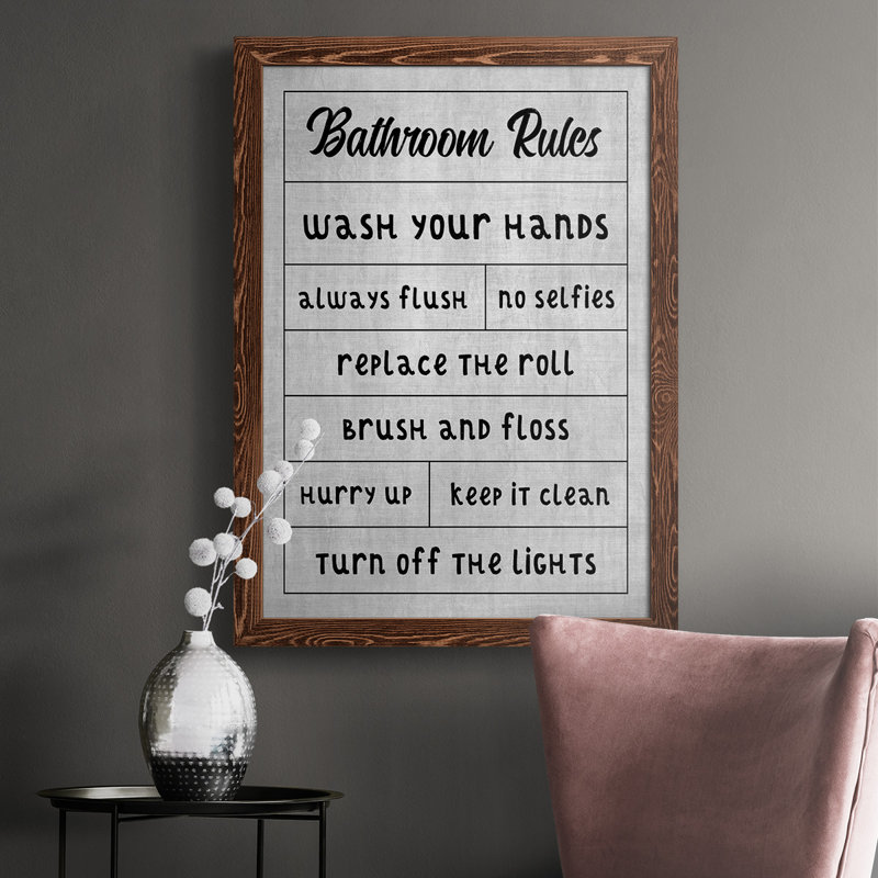 Simple Bathroom Rules, reproduction d'art sur toile, H 37,5 po x l 27,5 po x P 1 po, Érable