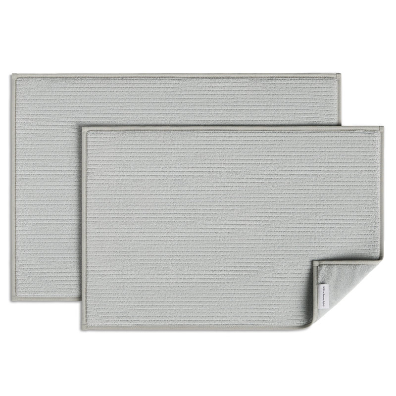 KitchenAid Micro Rib Solid Dish Drying Mats, Set of 2, MATTE GREY